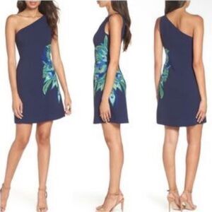 LILLY PULITZER | NEW Jamie True Navy Embroidered Asymmetrical Dress Women’s 6